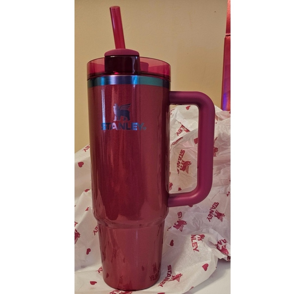 Stanley Vibrant Pink Travel Mug with Straw